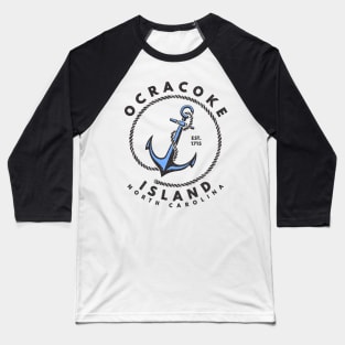 Vintage Anchor and Rope for Traveling to Ocracoke Island, North Carolina Baseball T-Shirt